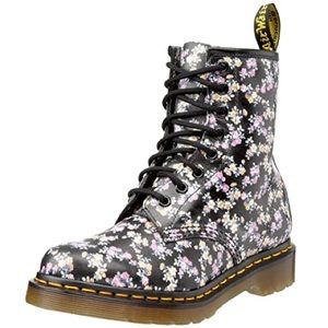 Dr Martens Black Floral Boots